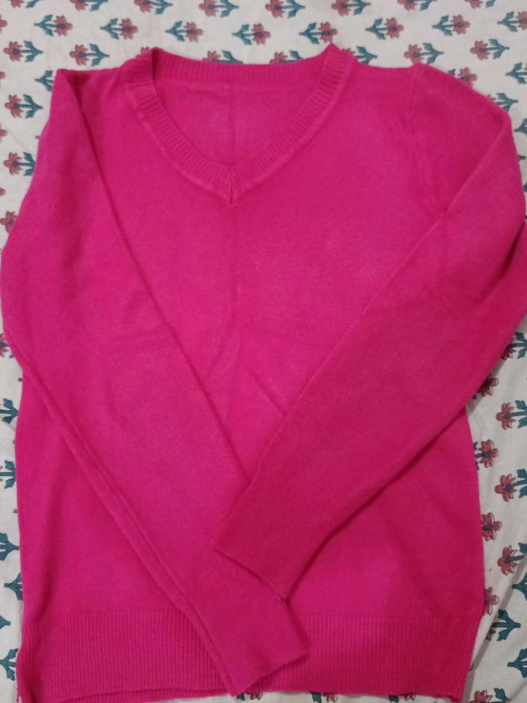 Pink V-Neck Sweater