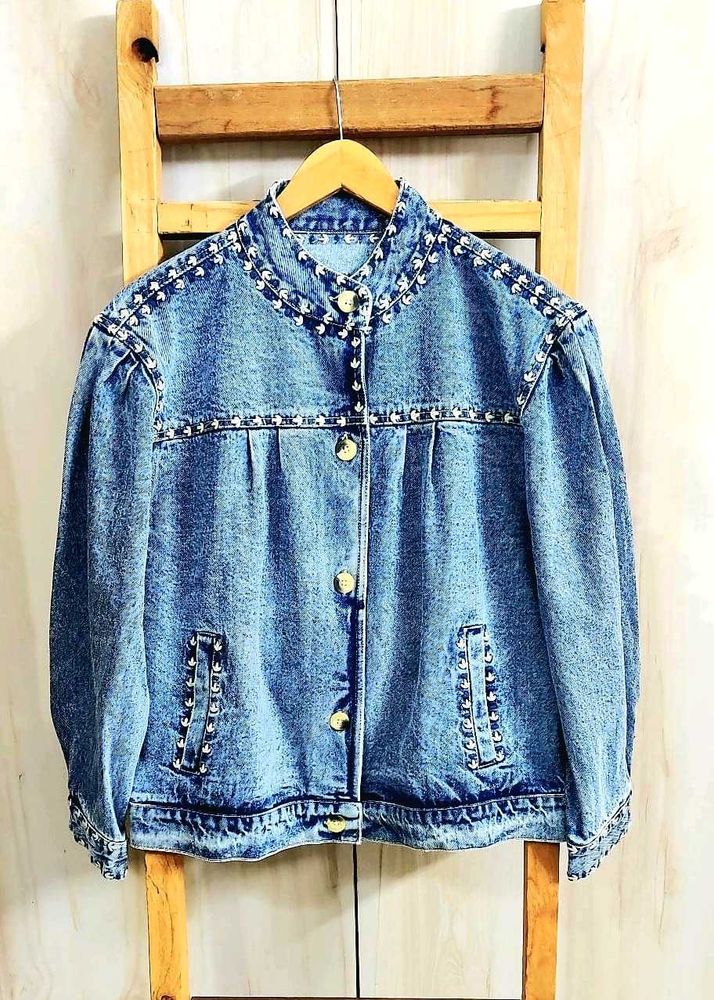 Vintage Embroidered Denim Jacket Size-44