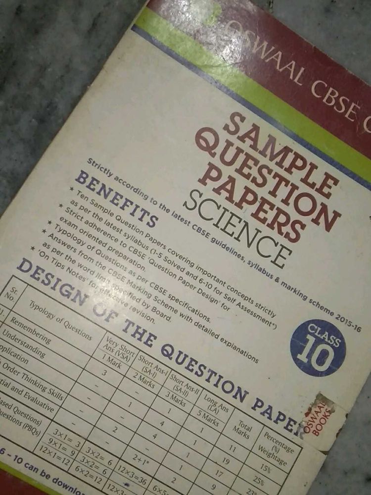 Oswaal Science Class 10 Sample paper
