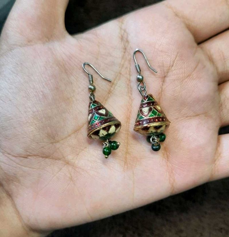 Enamel Jhumka Earrings