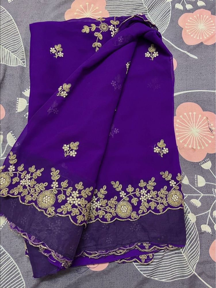 Elegant Purple Saree No Blouse