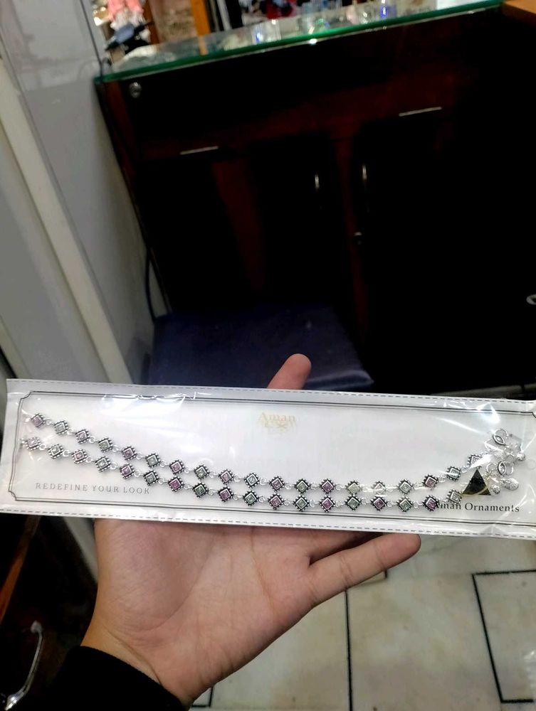 colorfull anklet pure silver