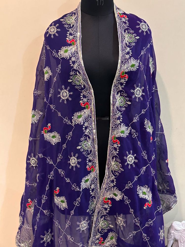 Embroidered Peacock Dupatta