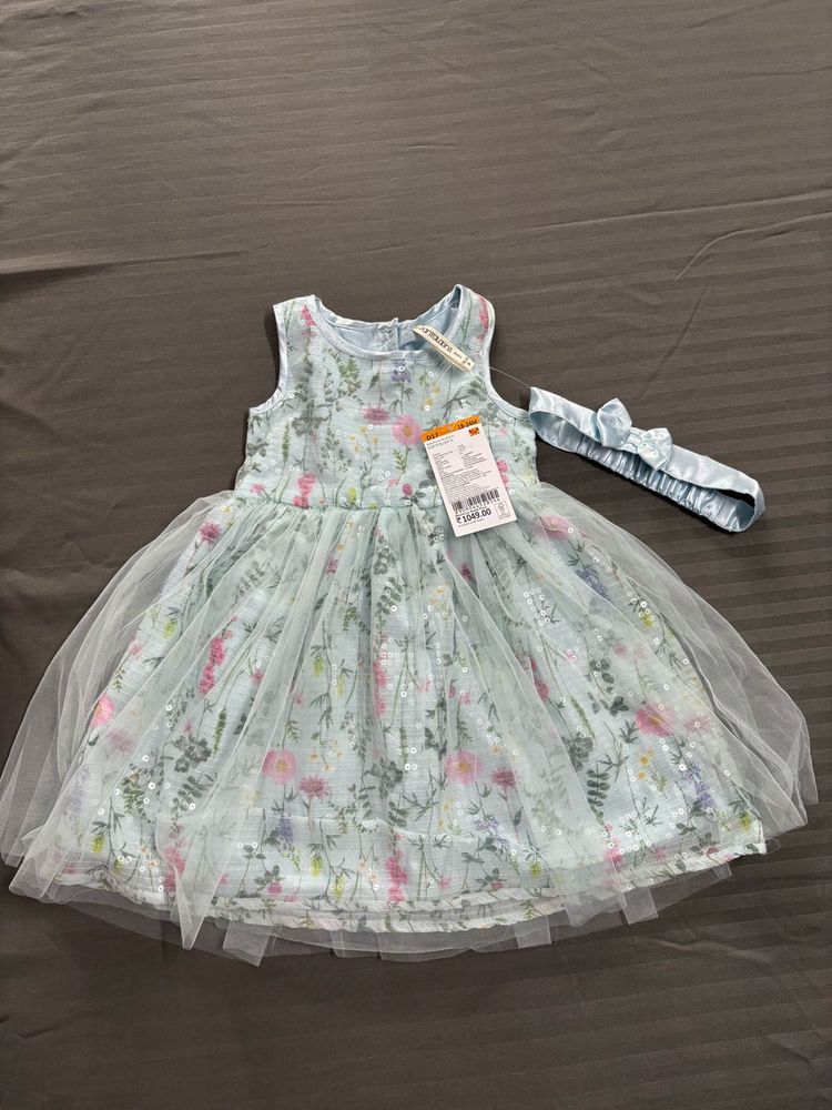 Floral Dress with Headband(18-24) Months Baby