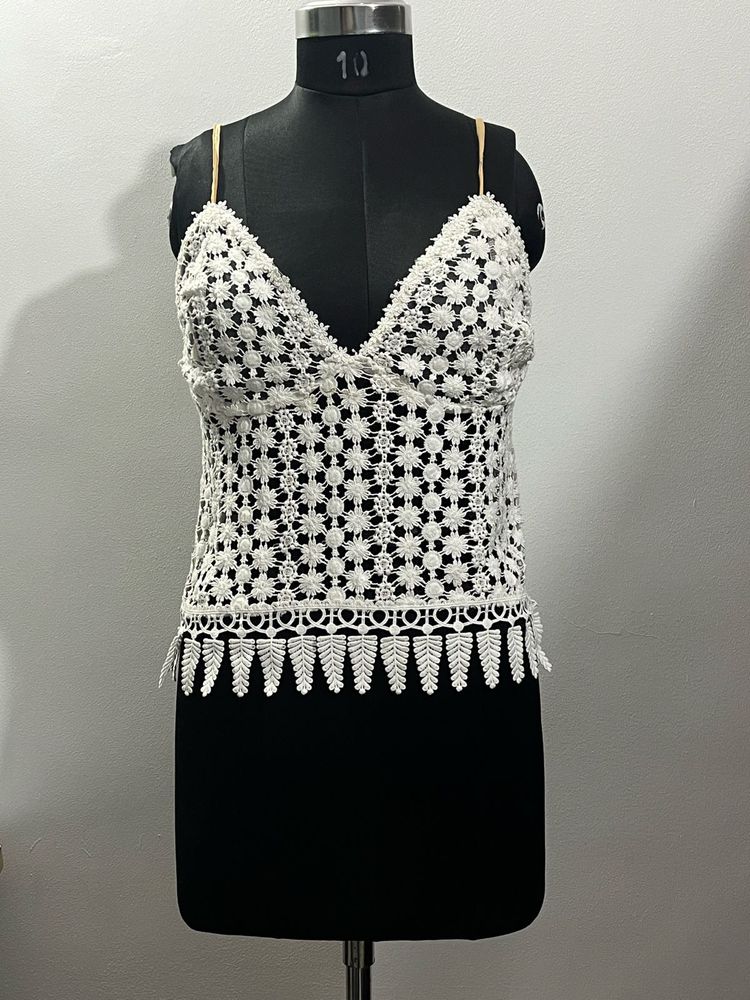 White Crochet Lace Cami Top