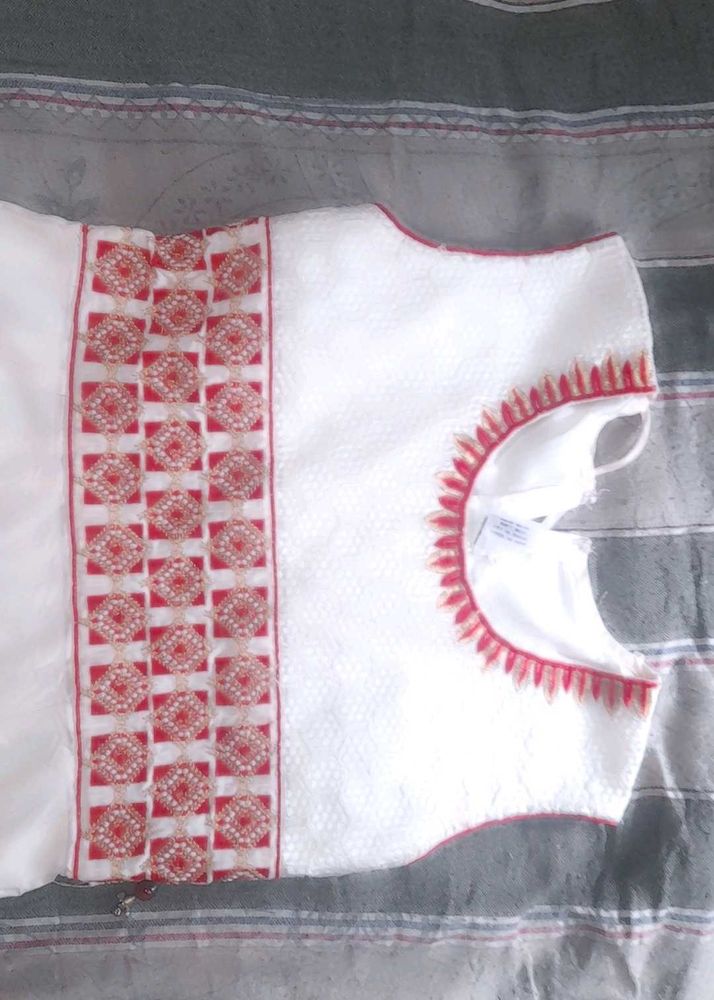 Girls White &amp; Red Dress