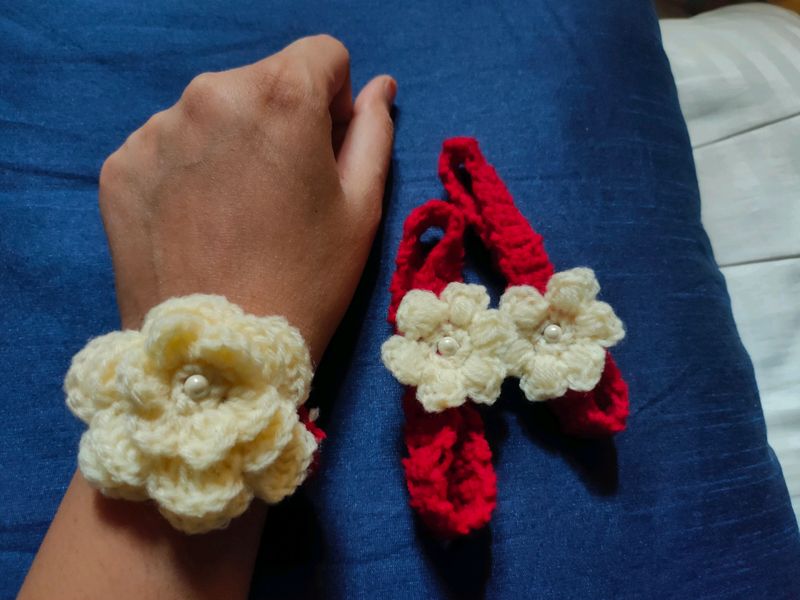 Crocheted Flower Wristlets
