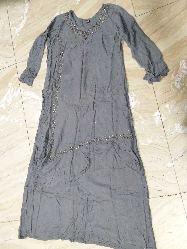 Gray Embellished Maxi Dress