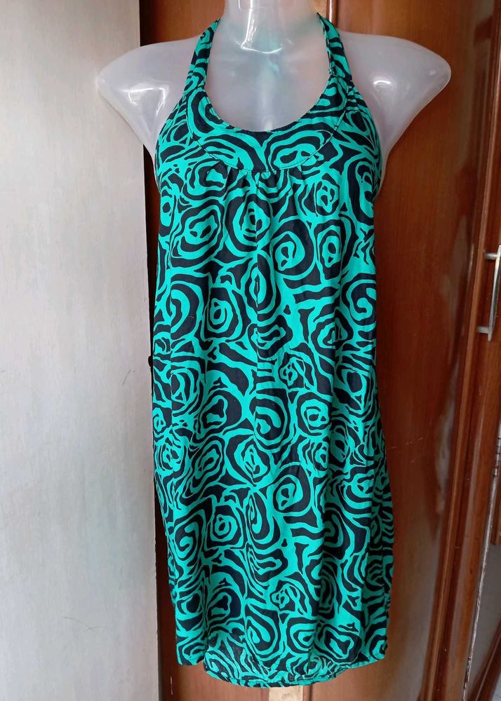 Green Floral Halter Dress