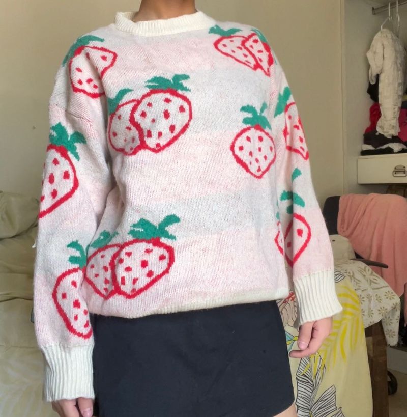 Strawberry Print Sweater
