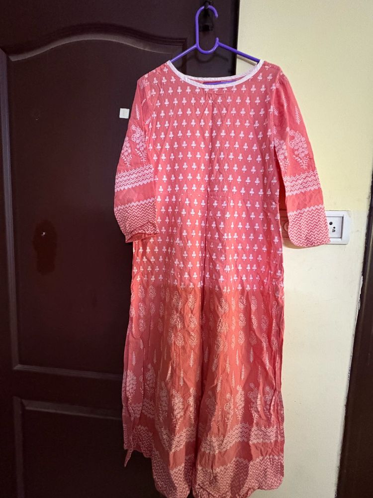 Pink Cotton Kurta Set with pant