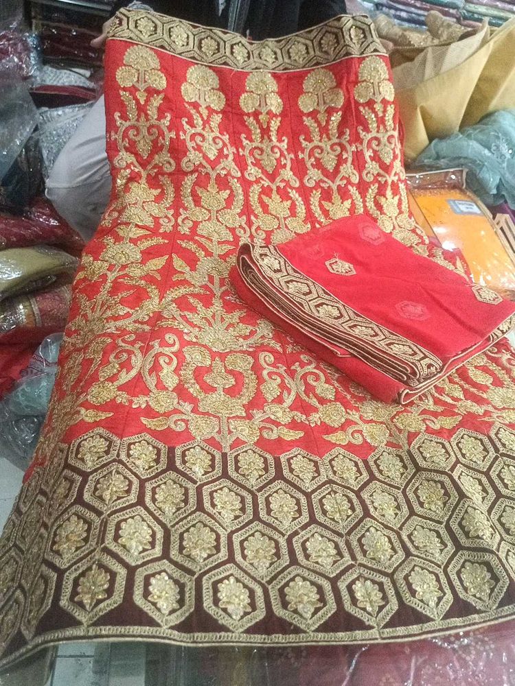 Red &amp; Gold Lehenga Choli