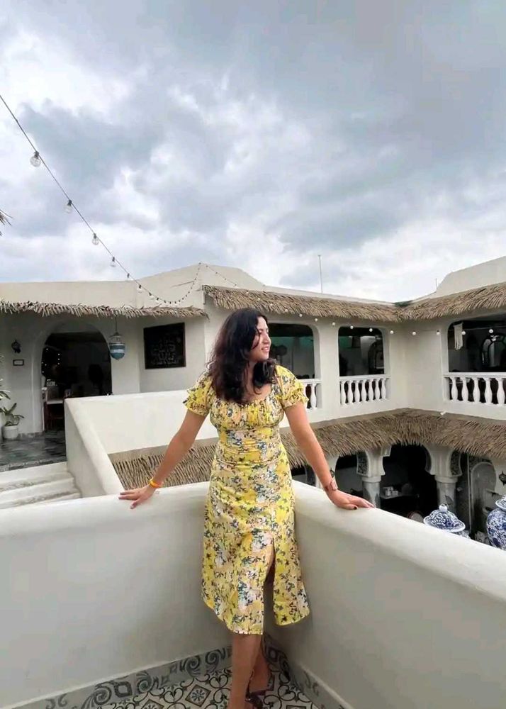 Floral Yellow Midi Dress