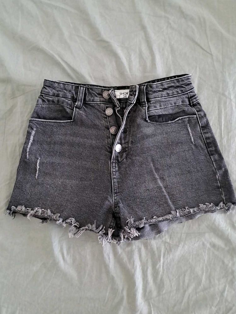 Black Denim Shorts