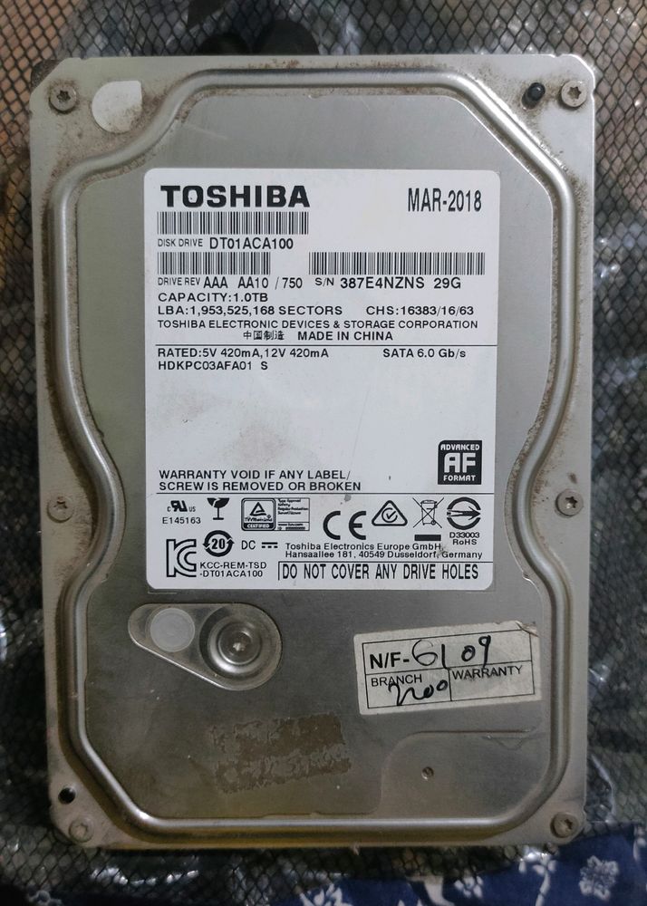 Toshiba 1tb Harddisk For Desktops