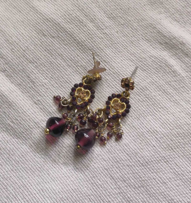 Vintage Heart Dangle Earrings - 2 Sets