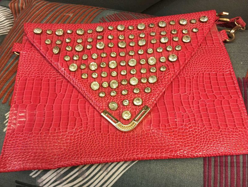 Pink Purse Clutch heavy With diamonds
