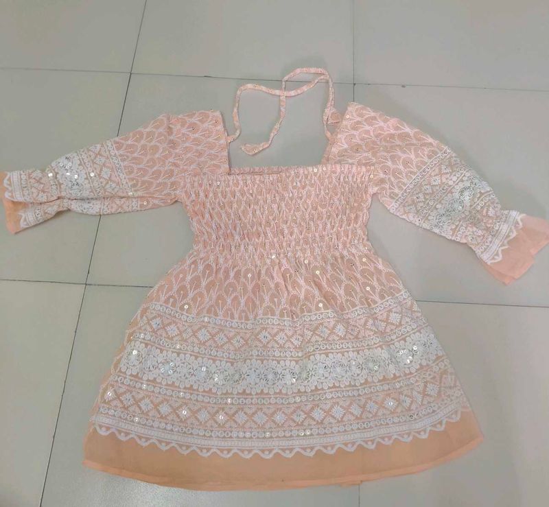 Peach Embroidered Dress