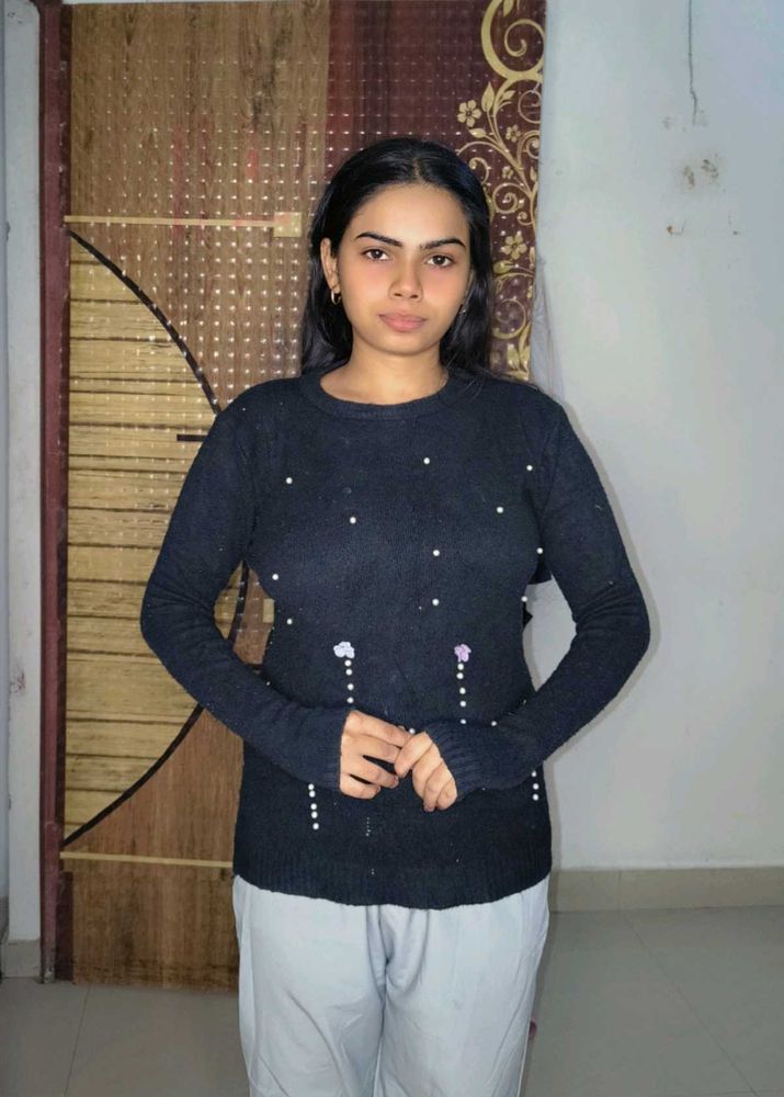 Stylish Black Embellished Sweater