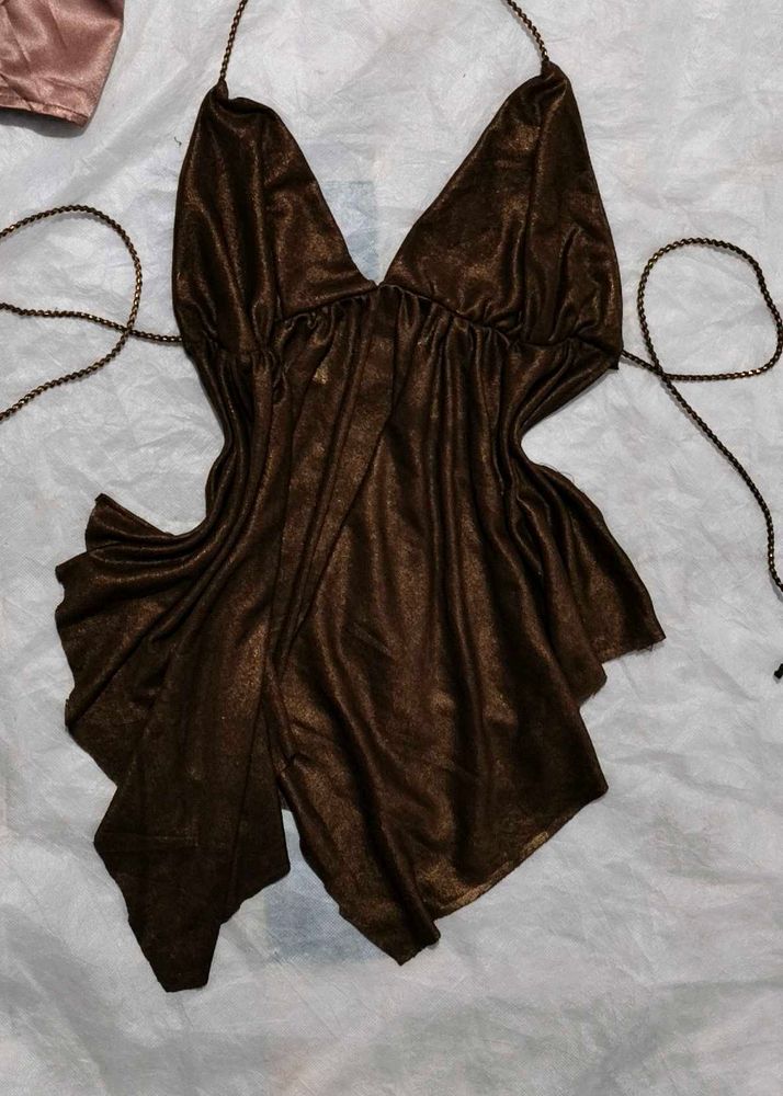 Y2K Brown Halter Top