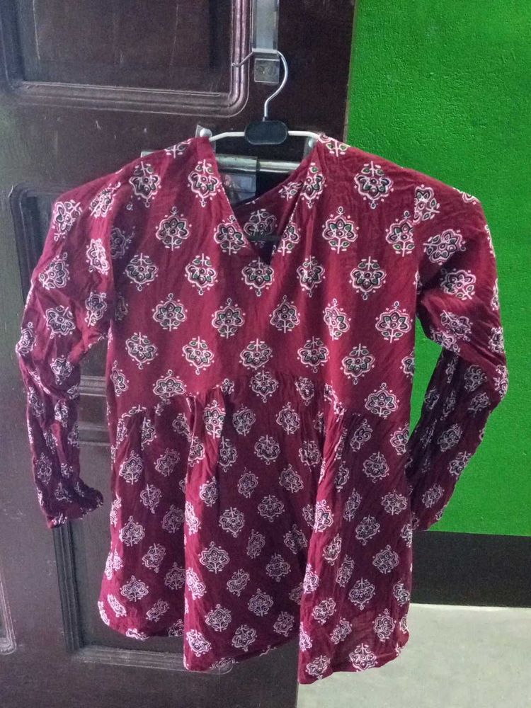 Printed Maroon Top