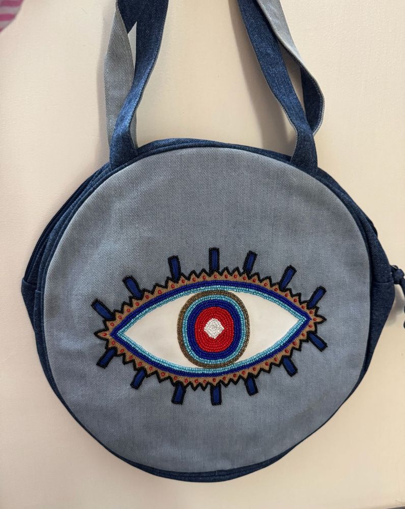 🩷🌼on Sale🩷🌼Denim Embellished Evil Eye Bag
