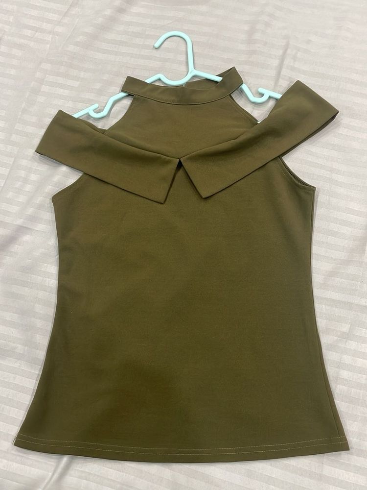 Olive Cold Shoulder Top