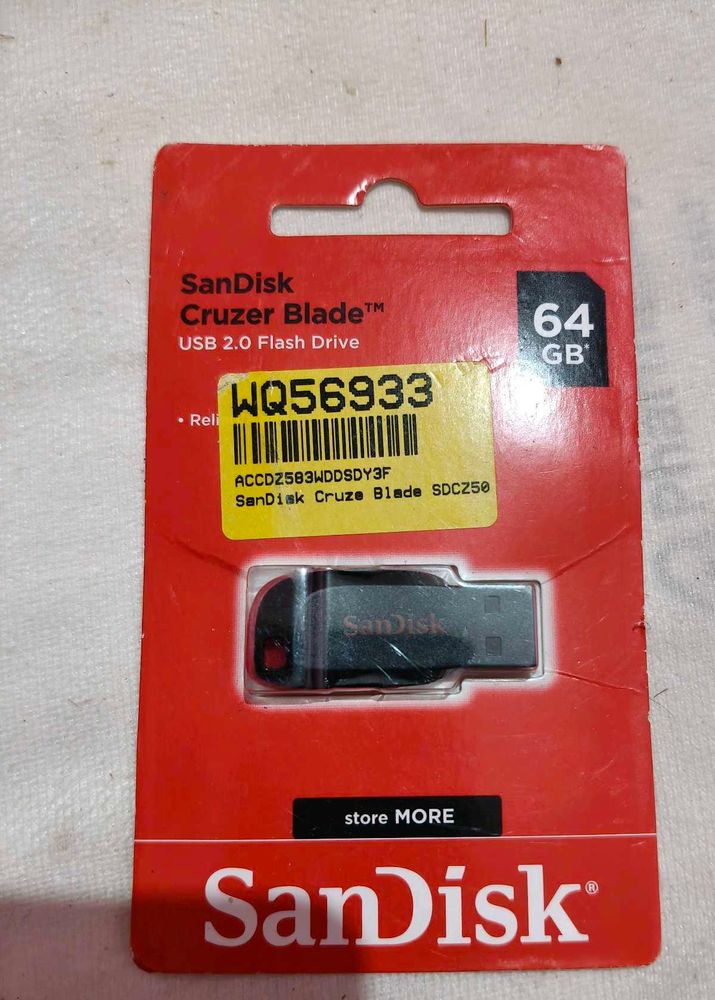 new sealed pack SanDisk Cruzer Blade 64GB USB
