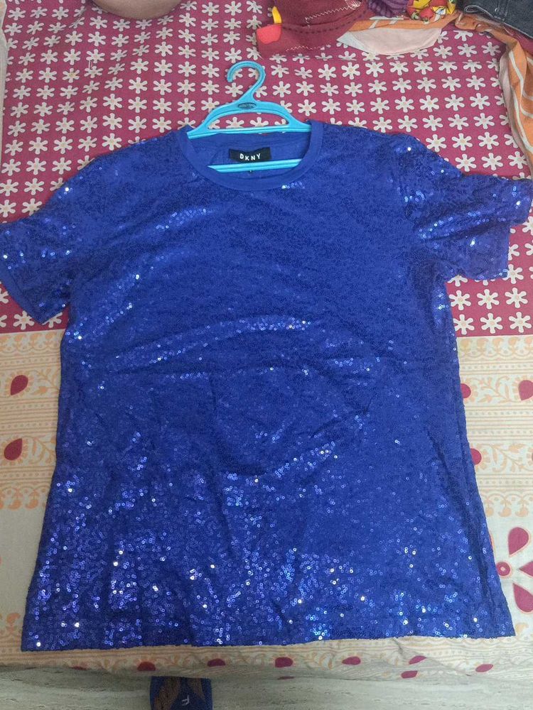 DKNY Blue Sequin T-Shirt
