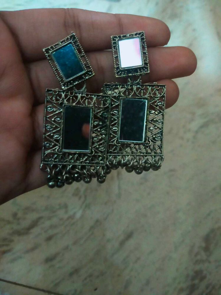 Mirror Detail Drop Earrings