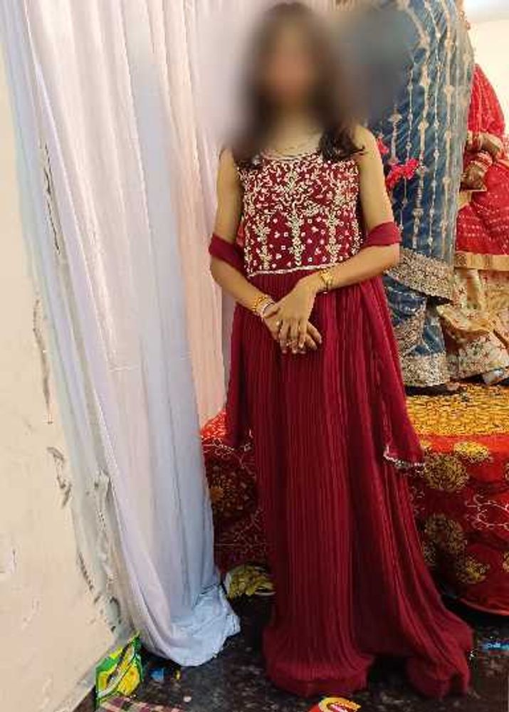 Maroon Embellished Ethnic Gown