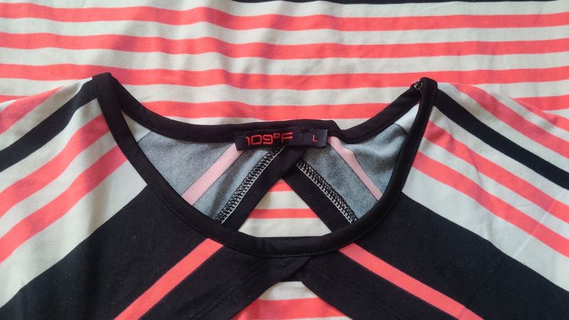 Elegant Pink&amp; Black Knee Length Top