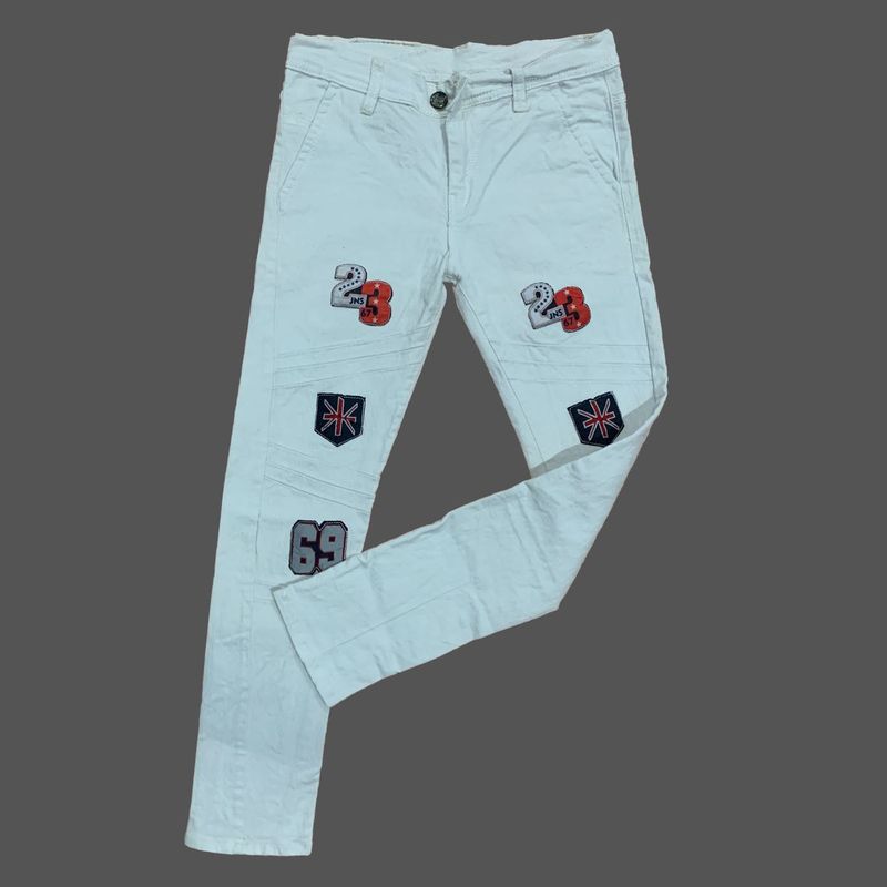 White Jeans with Patches For Boys Size 30