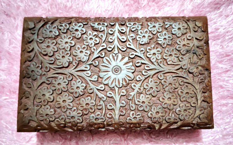 Floral Carved Wooden Box