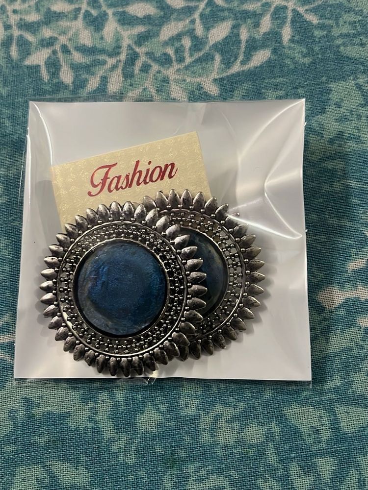 Boho Chic Blue Statement Earrings Only 1 Pair