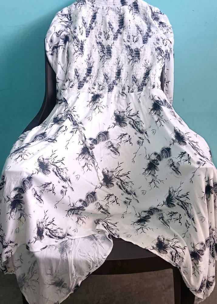 Printed White Dress