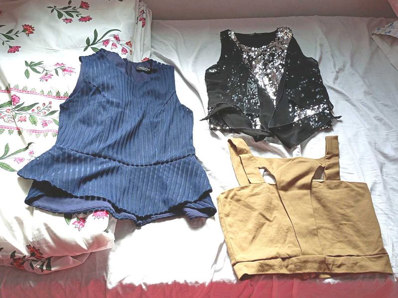 Tops Combo! 2 Crop + 1 Peplum