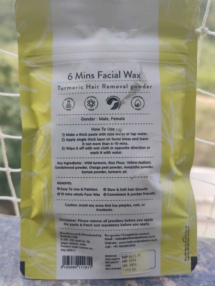 6 Min FACIAL WAX By Faith &amp; patience