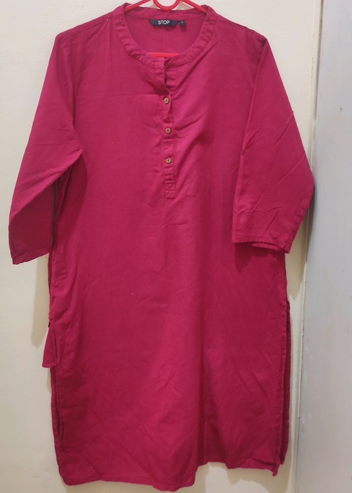 STOP Cotton Kurta, Fuschia Color