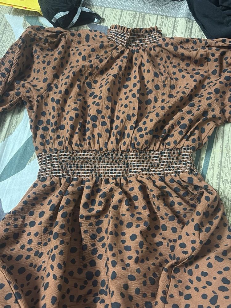 Brown Animal Print Mini Dress