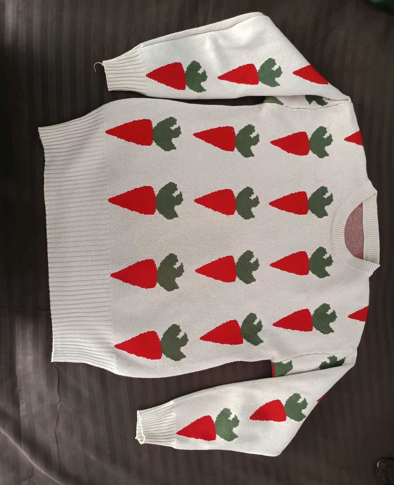 Carrot Print Crewneck Sweater