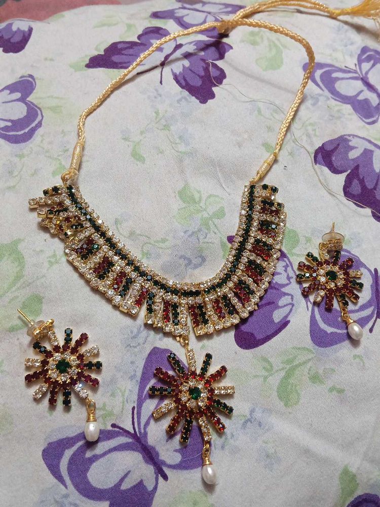 Rhinestone Necklace &amp; Earring Set