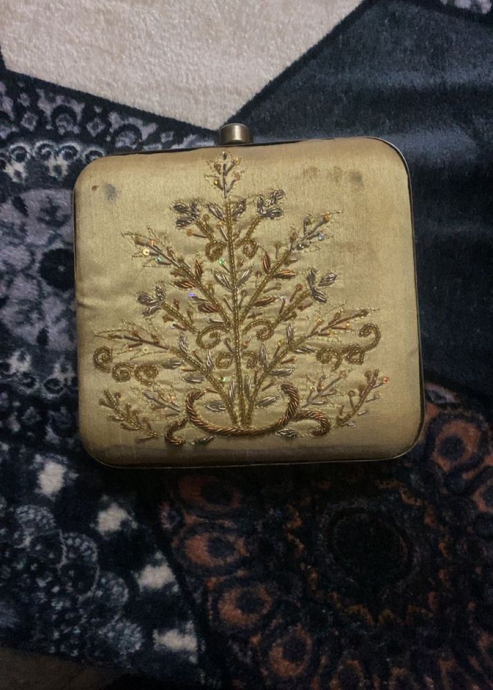 Embroidered Box Clutch