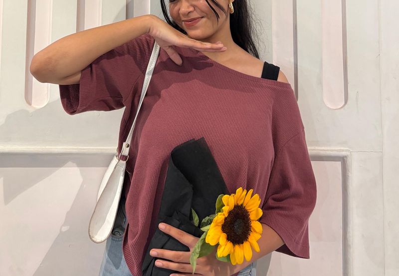 Maroon Off-Shoulder Top