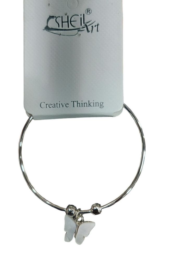 Silver Kada with Butterfly Charm