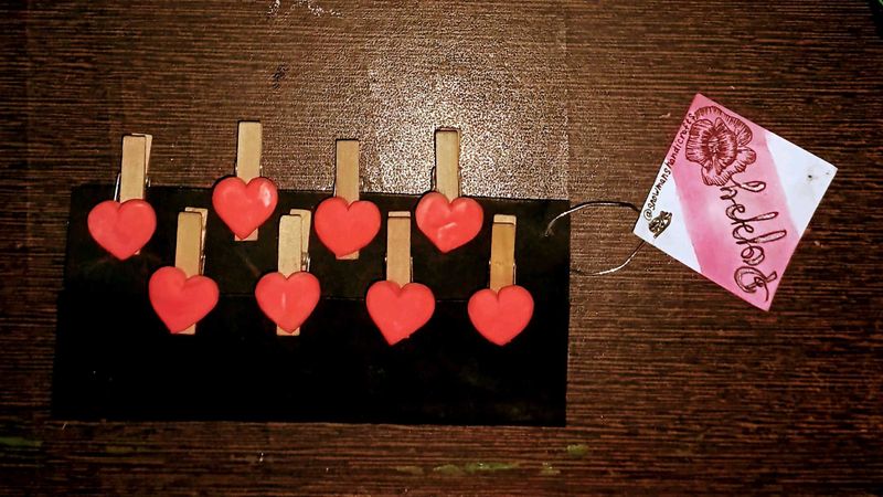 Red Heart Wooden Clips+ 4 Polaroids