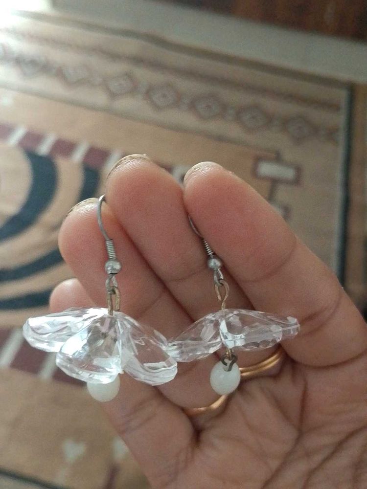 Flower Design Clear Earrings