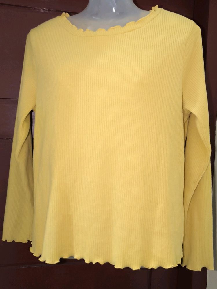 FIG Ribbed Sweatshirt Mustard Color Large Size