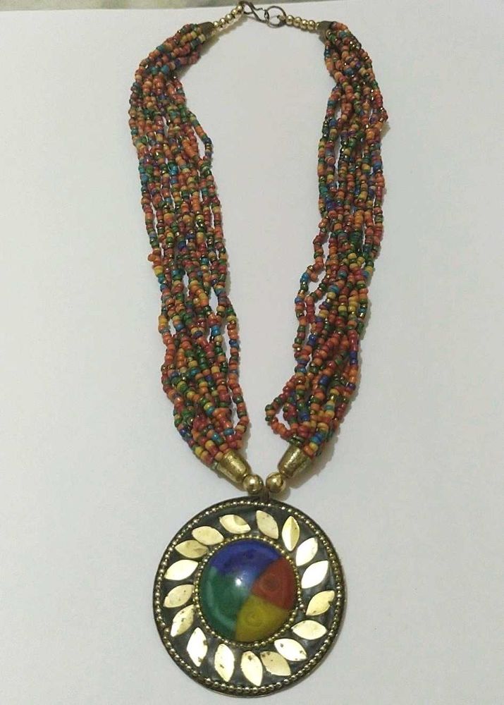 Colourful Boho Beaded Statement Necklace