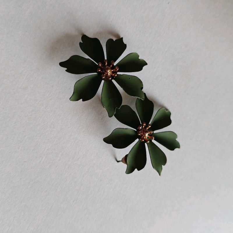 Green Flower Earrings
